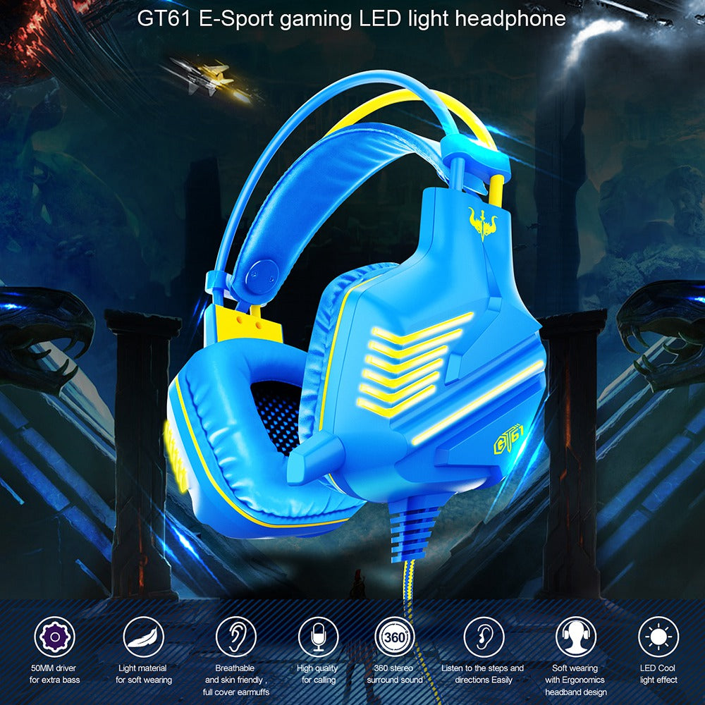 OVLENG GT61 Over-ear Lighting Gaming Headset HiFi Sound 3.5mm AUX+USB Cable Wired Headphone with Noise Reduction Microphone OVLENG GT61 Over-ear Lighting Gaming Headset HiFi Sound 3.5mm AUX+USB Cable Wired Headphone with Noise Reduction Microphone
